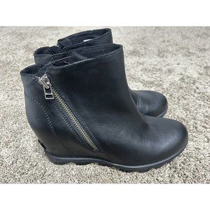 Sorel Joan Of Artic II Wedge boot 9 Black Leather Ankle NL3364-010